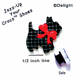 CROC-3610 - Scottie Plaid Black Bow Red - Crocs<SMALL><SUP>TM</SUP></SMALL> Decoration Charm (12 per package)