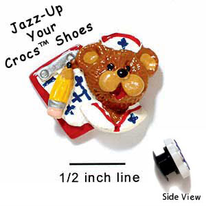 CROC-3668 - Nurse Bear Face Charm Small - Crocs<SMALL><SUP>TM</SUP></SMALL> Decoration Charm (12 per package)