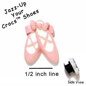 CROC-3873 - Ballet Shoes Pink Bow Small - Crocs<SMALL><SUP>TM</SUP></SMALL> Decoration Charm (12 per package)