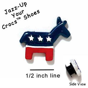 CROC-3927* - Democrat Donkey Mini (Left & Right) - Crocs<SMALL><SUP>TM</SUP></SMALL> Decoration Charm (12 per package)