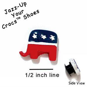 CROC-3928* - Republican Elephant Mini (Left & Right) - Crocs<SMALL><SUP>TM</SUP></SMALL> Decoration Charm (12 per package)