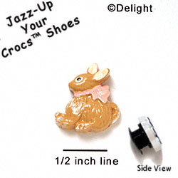 CROC-5126 - Bunny Brown Pink Bow Mini (Left & Right) - Crocs<SMALL><SUP>TM</SUP></SMALL> Decoration Charm (12 per package)
