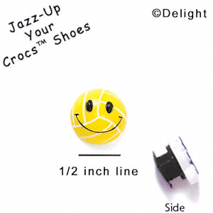 CROC-5616 - Medium Smiley Face Volleyball - Clog Shoe Decoration Charm 