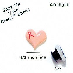 CROC-5621 tlf - Pink Heart with Ribbon - Crocs<SMALL><SUP>TM</SUP></SMALL> Decoration Charm (12 per package)