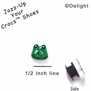 CROC-5627 - Mini Green Frog Face - Clog Shoe Decoration Charm 