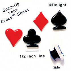 CROC-9757 - Card Suit Red & Black Asst Min - Crocs<SMALL><SUP>TM</SUP></SMALL> Decoration Charm (12 per package)
