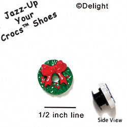 CROC-9765 - Wreath Bow Red Hole Mini - Crocs<SMALL><SUP>TM</SUP></SMALL> Decoration Charm (12 per package)