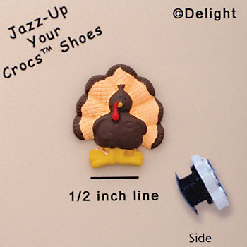 CROC-5640 tlf - Medium Dark Brown Turkey - Clog Shoe Decoration (12 per package)