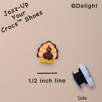 CROC-5641 tlf - Mini Dark Brown Turkey - Clog Shoe Decoration (12 per package)