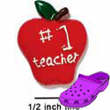 CROC-0055 - Apple-#1 Teacher/Red/Medium - Crocs<SMALL><SUP>TM</SUP></SMALL> Decoration Charm (12 per package)