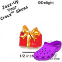 CROC-0494 - Present-Red/Gold Bow/Mini - Crocs<SMALL><SUP>TM</SUP></SMALL> Decoration Charm (12 per package)