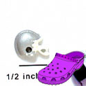 CROC-3142* - Football Helmet Silver Mini - Crocs<SMALL><SUP>TM</SUP></SMALL> Decoration Charm (12 per package)