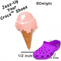 CROC-3434 - Ice Cream Cone Pink - Crocs<SMALL><SUP>TM</SUP></SMALL> Decoration Charm (12 per package)