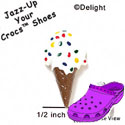 CROC-3440 - Ice Cream Cone White Sprinkles - Crocs<SMALL><SUP>TM</SUP></SMALL> Decoration Charm (12 per package)