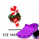 CROC-3531* - Candy Cane Green Bow Gold Mini - Crocs<SMALL><SUP>TM</SUP></SMALL> Decoration Charm (12 per package)