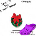 CROC-3535 - Wreath Bow Red Mini - Crocs<SMALL><SUP>TM</SUP></SMALL> Decoration Charm (12 per package)