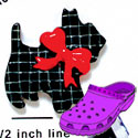 CROC-3610 - Scottie Plaid Black Bow Red - Crocs<SMALL><SUP>TM</SUP></SMALL> Decoration Charm (12 per package)