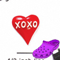 CROC-5620 - Red Heart with White XOXO - Clog Shoe Decoration Charm 