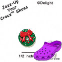 CROC-9765 - Wreath Bow Red Hole Mini - Crocs<SMALL><SUP>TM</SUP></SMALL> Decoration Charm (12 per package)