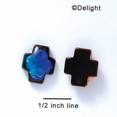 D1003 - Blue Square Cross - Resin Dichroic Cabochon