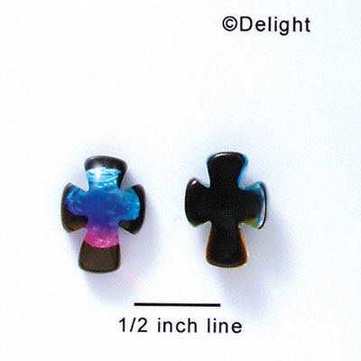 D1005 - Blue, Purple, and Pink Celtic Cross - Resin Dichroic Cabochon