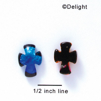 D1007 - Blue Celtic Cross - Resin Dichroic Cabochon