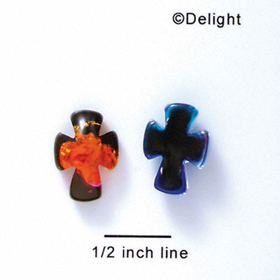 D1008 - Pink, Orange, and Yellow Celtic Cross - Resin Dichroic Cabochon