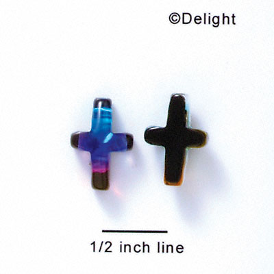 D1009 - Blue, Purple, and Pink Thin Cross - Resin Dichroic Cabochon