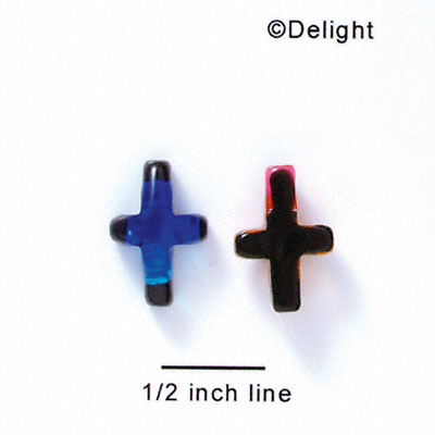 D1011 - Blue Thin Cross - Resin Dichroic Cabochon