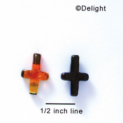 D1012 - Pink, Orange, and Yellow Thin Cross - Resin Dichroic Cabochon