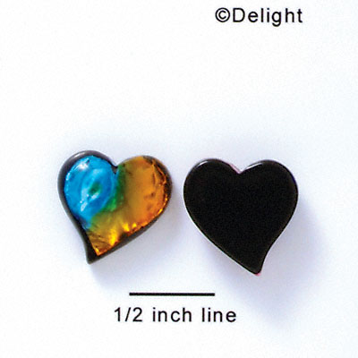D1014* - Blue, Green, and Yellow Large Heart - Resin Dichroic Cabochon (Left or Right)