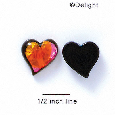 D1016* - Pink, Orange, and Yellow Large Heart - Resin Dichroic Cabochon (Left or Right)