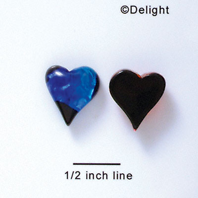 D1019 - Blue Medium Heart - Resin Dichroic Cabochon