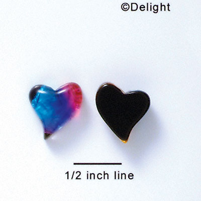 D1021* - Blue, Purple, and Pink Medium Swing Heart - Resin Dichroic Cabochon (Left or Right)