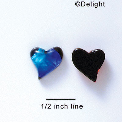D1023* - Blue Medium Swing Heart - Resin Dichroic Cabochon (Left or Right)