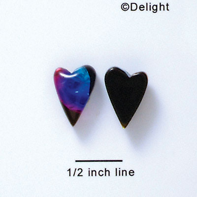 D1025* - Blue, Purple, and Pink Small Narrow Heart - Resin Dichroic Cabochon (Left or Right)