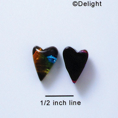 D1026* - Blue, Green, and Yellow Small Narrow Heart - Resin Dichroic Cabochon (Left or Right)