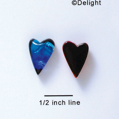 D1027* - Blue Small Narrow Heart - Resin Dichroic Cabochon (Left or Right)