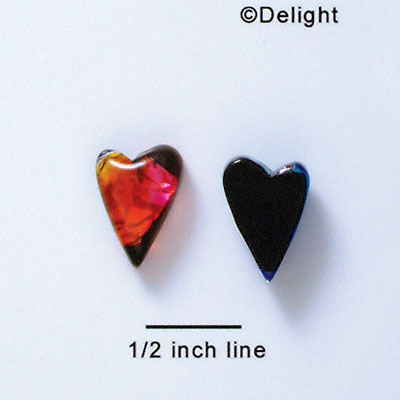 D1028* - Pink, Orange, and Yellow Small Narrow Heart - Resin Dichroic Cabochon (Left or Right)