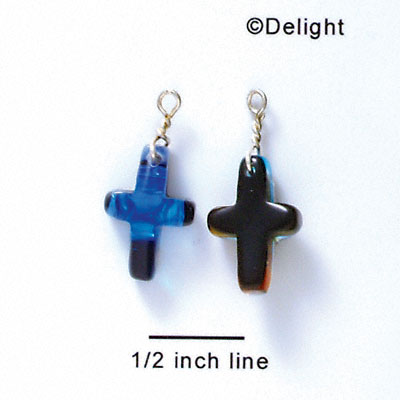 DC1011 - Blue Thin Cross - Resin Dichroic Charm