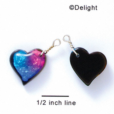 DC1013* - Blue, Purple, and Pink Large Heart - Resin Dichroic Charm (Left or Right)