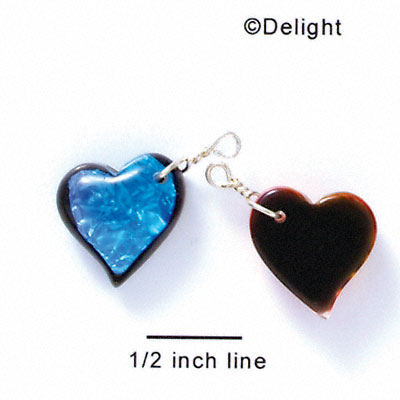 DC1015* - Blue Large Heart - Resin Dichroic Charm (Left or Right)