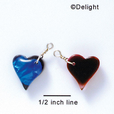 DC1019 - Blue Medium Heart - Resin Dichroic Charm