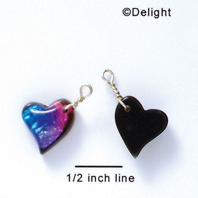 DC1021* - Blue, Purple, and Pink Medium Swing Heart - Resin Dichroic Charm (Left or Right)