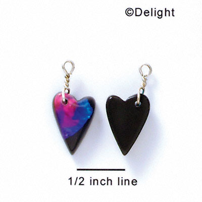 DC1025* - Blue, Purple, and Pink Small Narrow Heart - Resin Dichroic Charm (Left or Right)