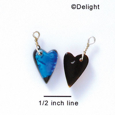 DC1027* - Blue Small Narrow Heart - Resin Dichroic Charm (Left or Right)
