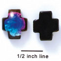 D1001 - Blue, Purple, and Pink Square Cross - Resin Dichroic Cabochon