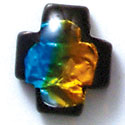 D1002 - Blue, Green, and Yellow Square Cross - Resin Dichroic Cabochon