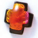 D1004 - Pink, Orange, and Yellow Square Cross - Resin Dichroic Cabochon