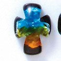D1006 - Blue, Green, and Yellow Celtic Cross - Resin Dichroic Cabochon